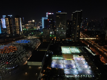 深圳湾体育中心夜景航拍