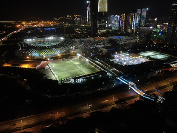 深圳湾体育中心夜景航拍