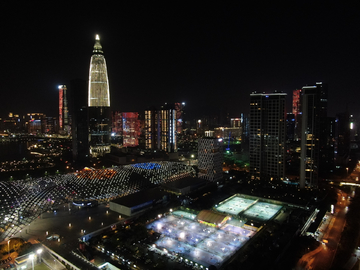 深圳湾体育中心夜景航拍