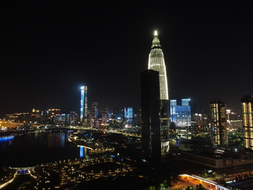 深圳湾体育中心夜景航拍