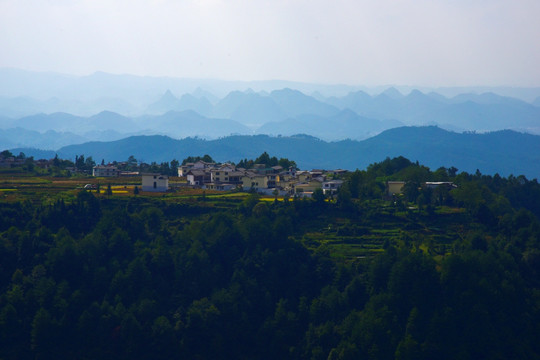 金秋高原梯田风电场