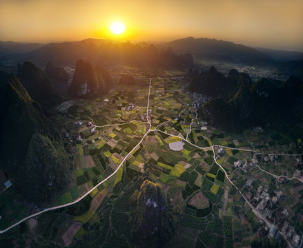 桂林田园山水风光
