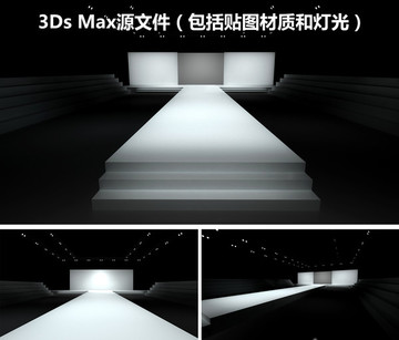 白色T台效果图3D全场景建模