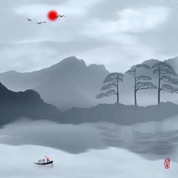 新中式山水画
