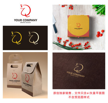 Q字母猪logo