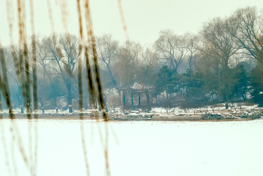 湖畔雪景