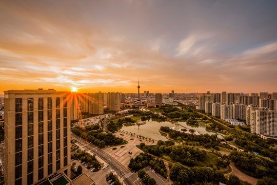 武进电视塔夕阳晚霞