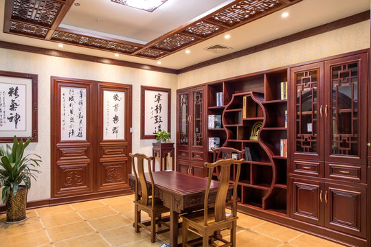 中式整体书柜