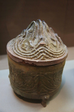 汉代黄釉陶奁陶罐