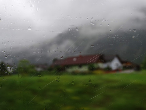 雨中景