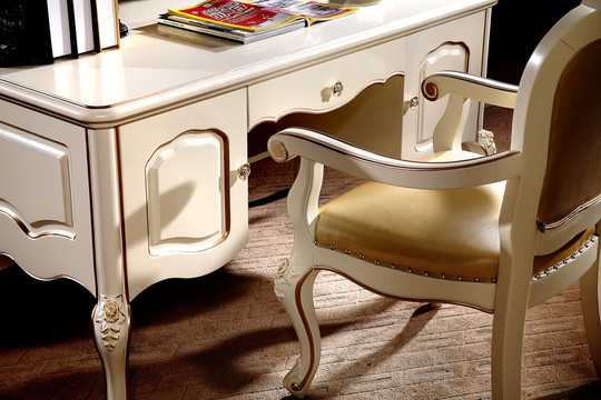 法式系列象牙白书桌椅