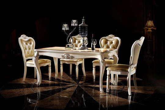 法式系列象牙白餐桌椅