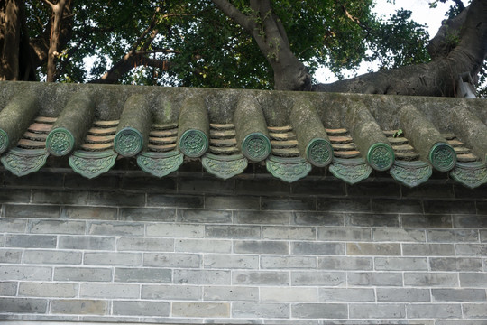 中式围墙青砖灰