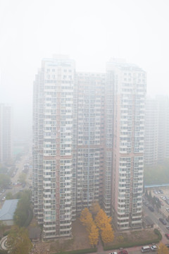 被雾霾淹没的高楼