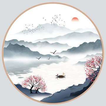 新中式水墨山装饰画