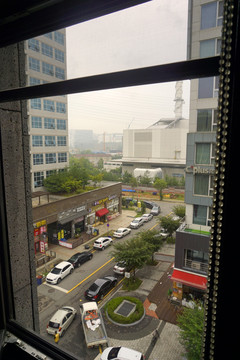 韩国城市街景俯拍