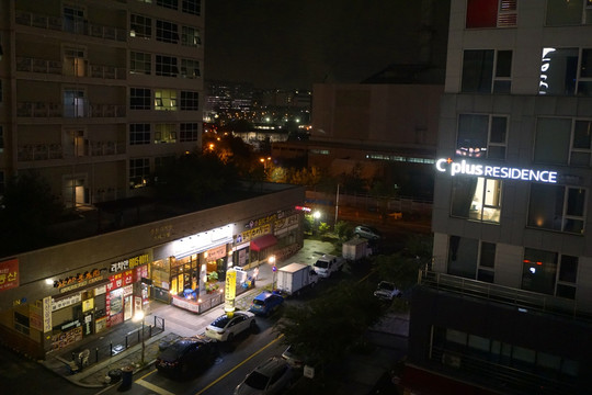 韩国城市街景夜景俯拍