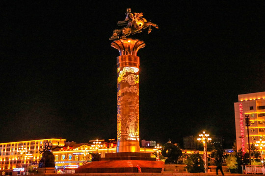 成吉思汗广场夜景