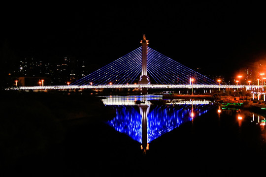 海拉尔桥梁夜景