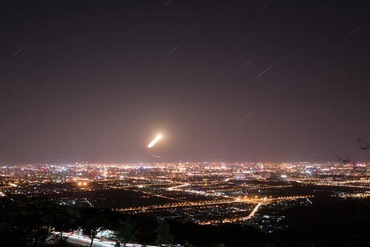 俯瞰北京城市夜空