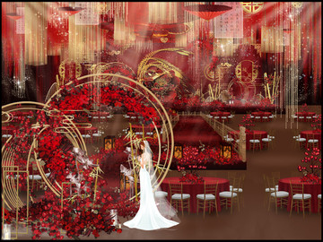 红金色婚礼仪式区