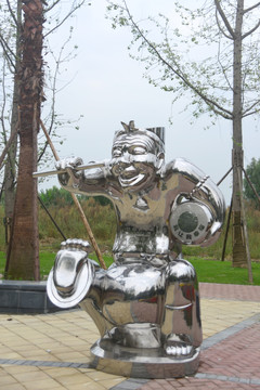 不锈钢雕塑仿四川汉代俳优俑