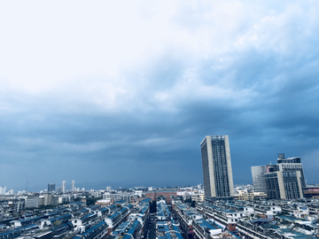 天空 蓝天 俯拍城市楼房