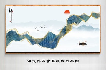 抽象水墨线条山装饰画