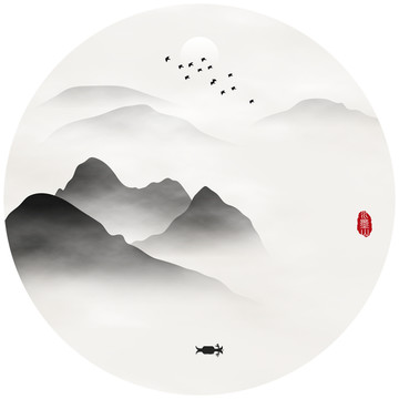 意境云雾水墨画