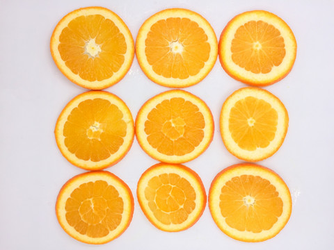 新鲜橙子剖面