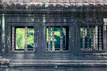 柬埔寨吴哥窟吴哥寺建筑窗户石雕