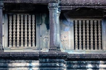 柬埔寨吴哥窟吴哥寺建筑窗户石雕
