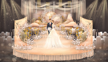 新中式舞台手绘图婚礼设计