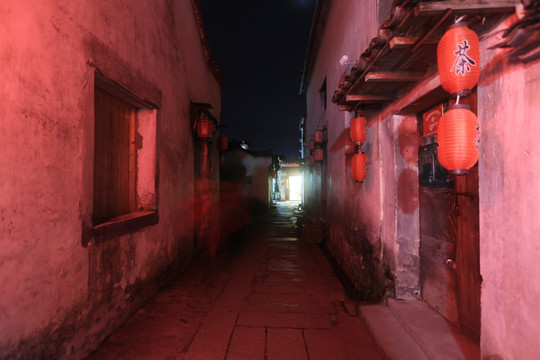 宏村老巷子夜景