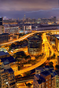 香港九龙湾城市风夜景