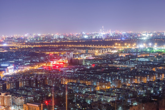 俯瞰北京城市夜晚