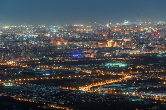 俯瞰北京城市夜景