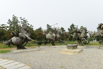 唐朝马球雕塑