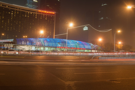 北京国贸雾霾夜景