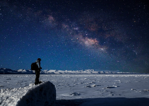 冬季西藏星空纳木错星空银河