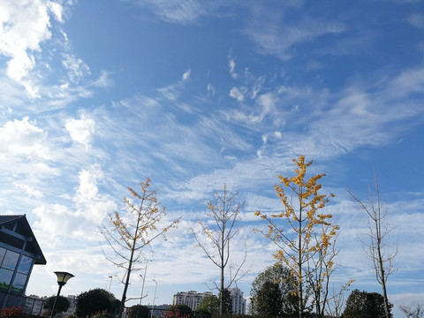 蓝天白云地平线