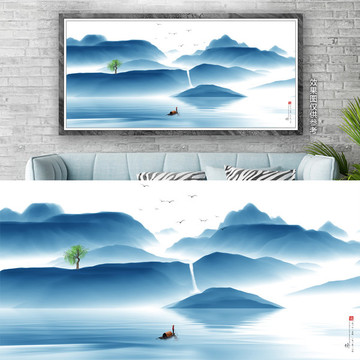 新中式水墨山