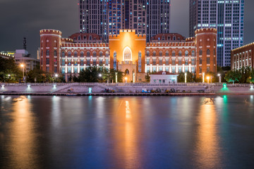 天津繁华大都市的绚丽夜景