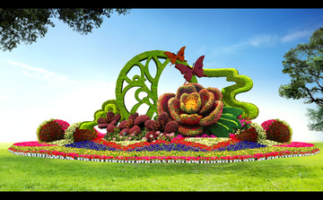 立体花坛绿雕设计