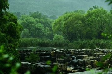 雨中山色美景