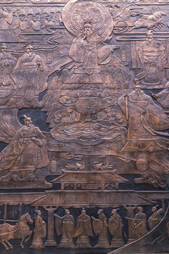 齐文化古代人物浮雕墙