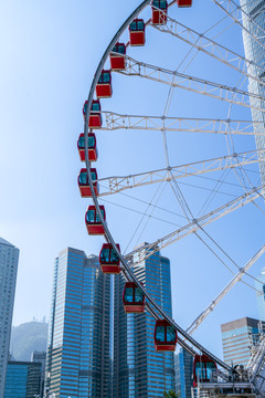 摩天轮和香港摩天大楼