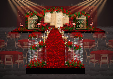 红色欧式婚礼仪式区