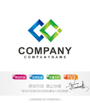 CC字母logo标志设计商标