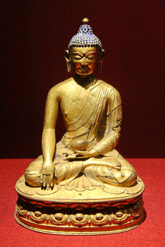 红铜鎏金释迦牟尼佛坐像西藏